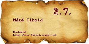 Máté Tibold névjegykártya